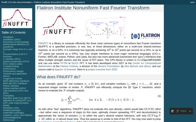 Screenshot of FINUFFT