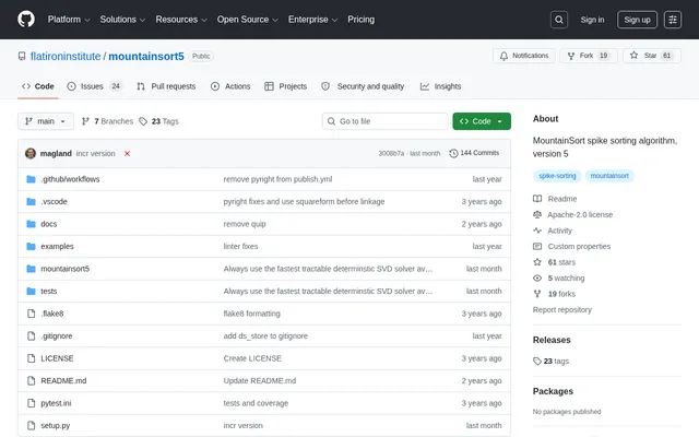 Screenshot of MountainSort