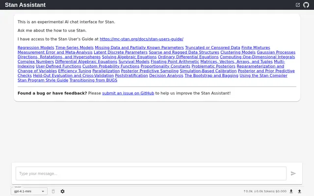 Screenshot of Stan Assistant
