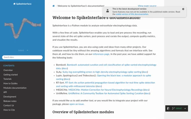 Screenshot of SpikeInterface